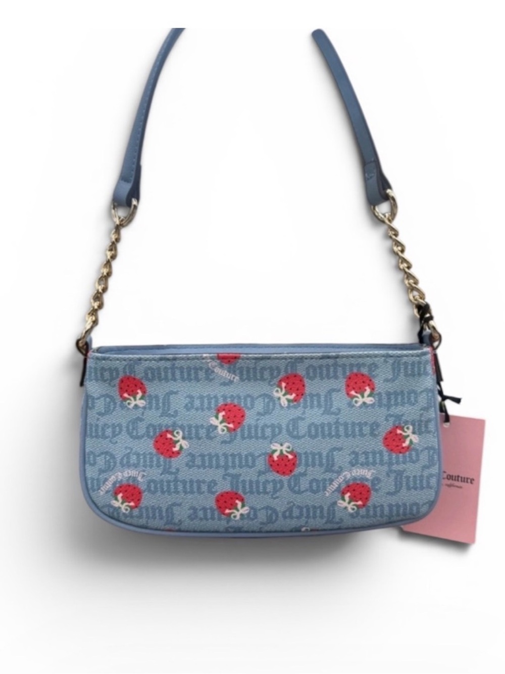 Juicy Couture Blue Strawberry Print Shoulder Bag